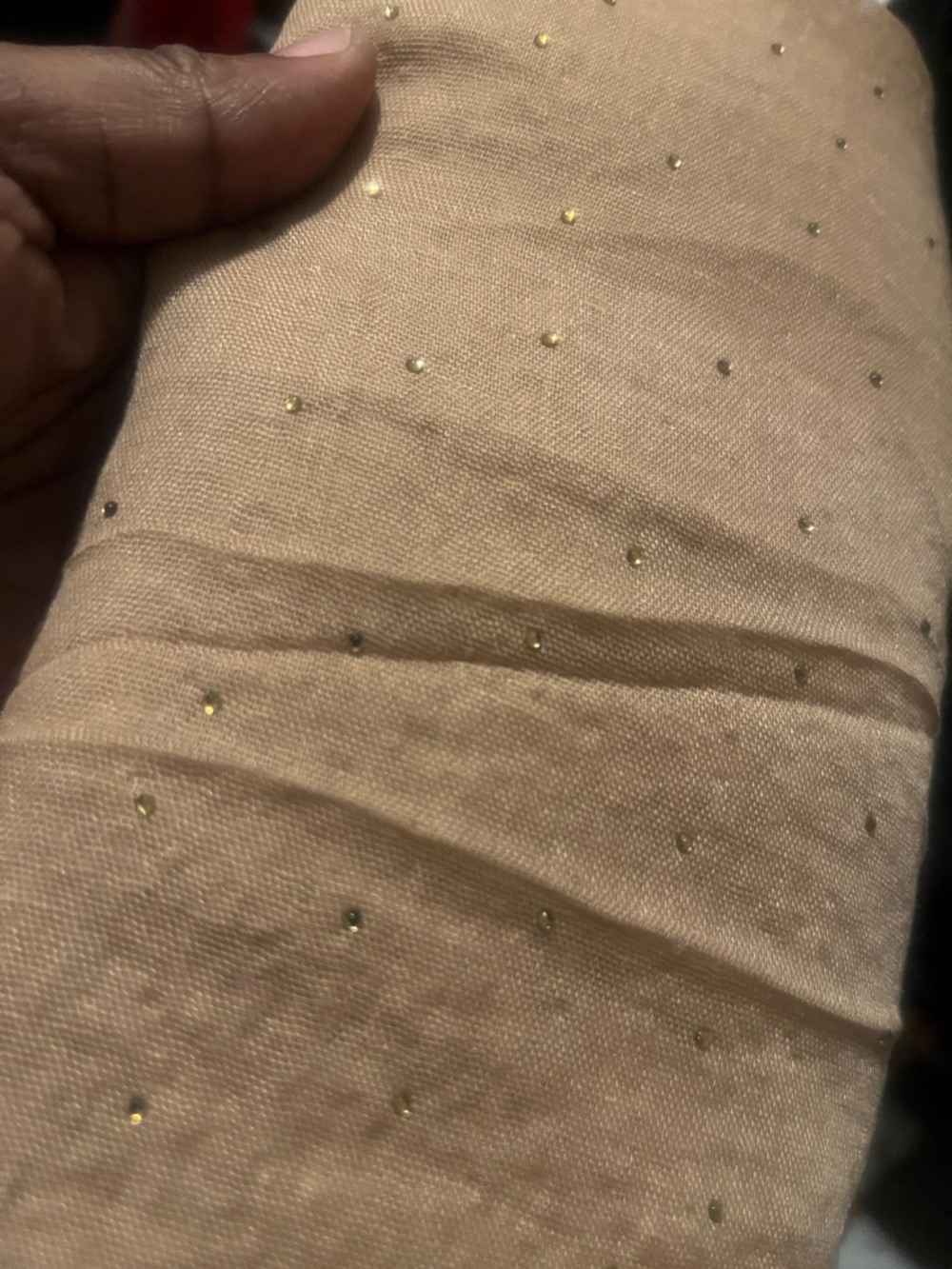Neutral Beige Scarf with Subtle Gold Studs